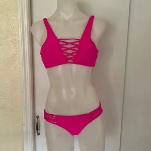 NWT TiniBikini Hot Pink Crisscross Bikini